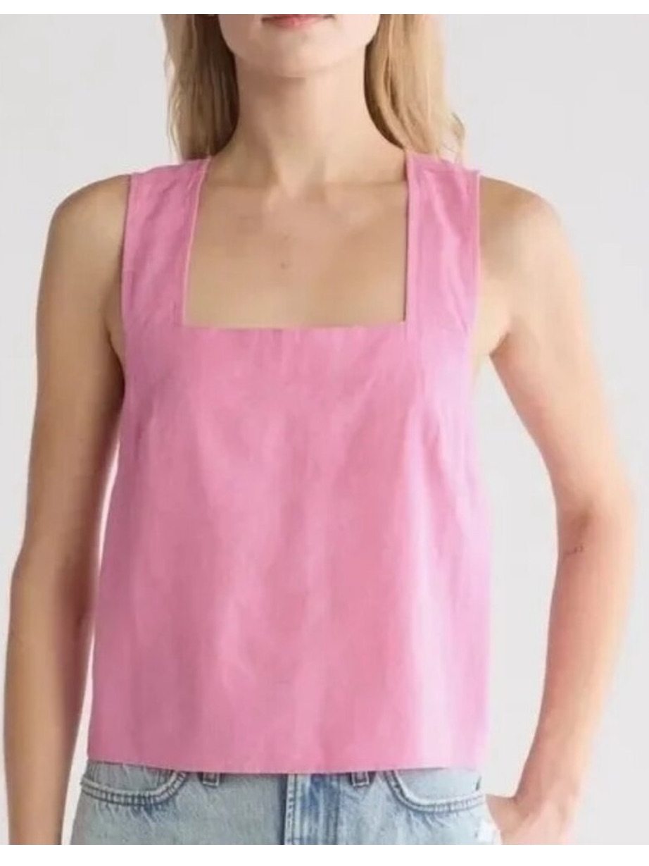 Madewell Linen Cross-Back Sleeveless Tank Top In Pink Women’s 10